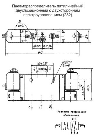 Разеры пневмораспределителя П-Р4Ф с двухсторонним электроуправлением